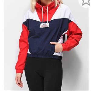 FILA Blue & Red Funnel Neck Windbreaker Jacket -M